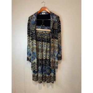 Vikki Vi Blue Multi Print Jacket/Skirt Set